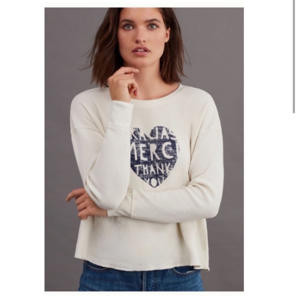 Anthropologie Merci Graphic Long Sleeve Top.
